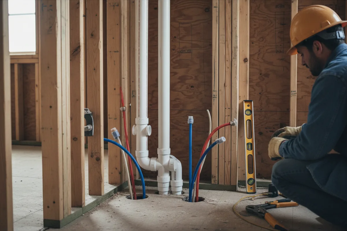 Drain and supply rough-in during Garbage Disposal Repair in North Royalton