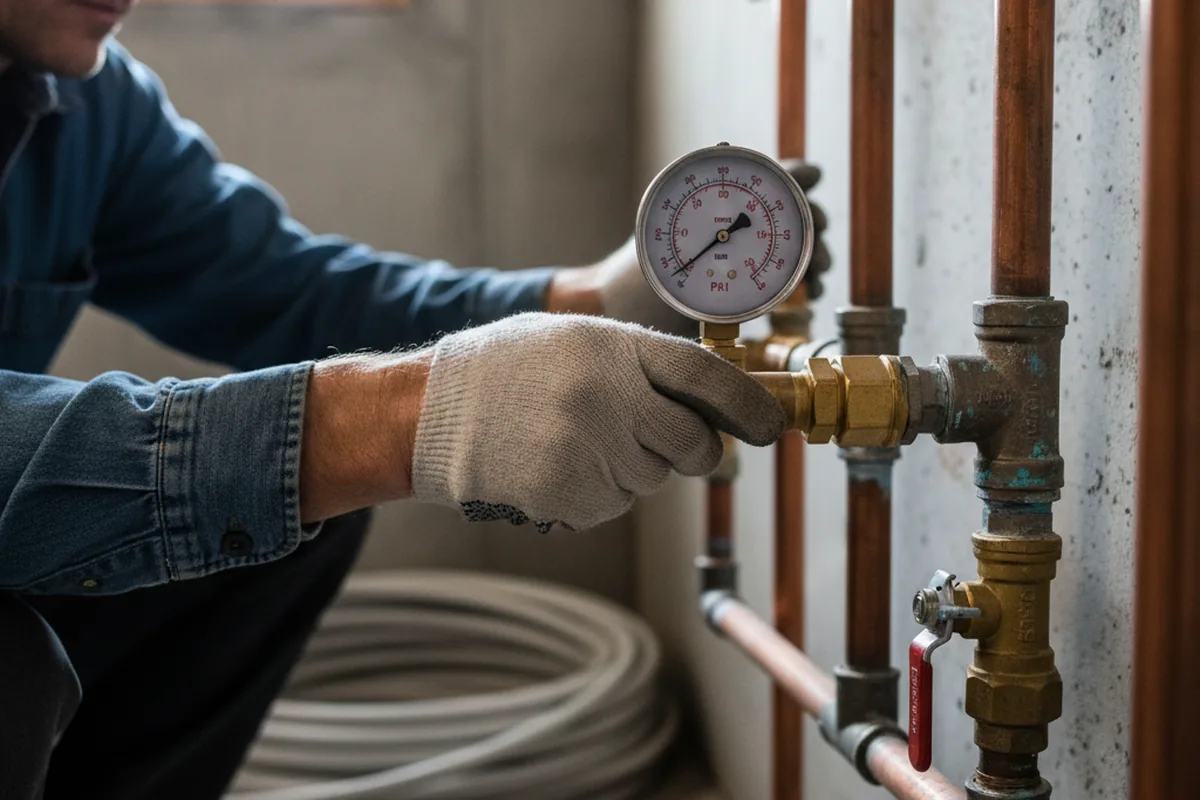 Pressure testing a repaired line during Water Line Repair in North Royalton